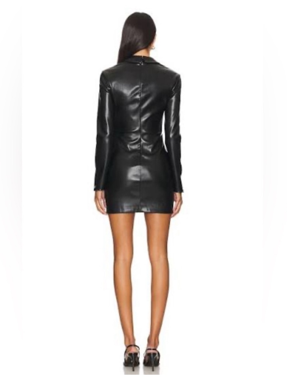 Amanda Uprichard Sloane Long Sleeve Faux Leather Minidress in Black size medium - Picture 4 of 9